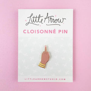 By Little Arrow. Boy Bye Pin - Medium is a cloisonné enamel pin set in 22kt plated gold with rubber clutch. Measures 0.5 x 1.25 inches. Also available in store at FOLD Gallery in DTLA.