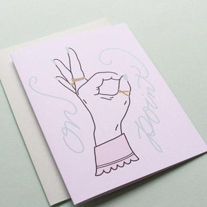 By Little Arrow. This folded On Point Card comes with a blank interior and matching envelope. Printed full color on thick white cover paper. Made in the USA. Measures 4 1/4 x 5 1/2 inches. Also available in store at FOLD Gallery DTLA.