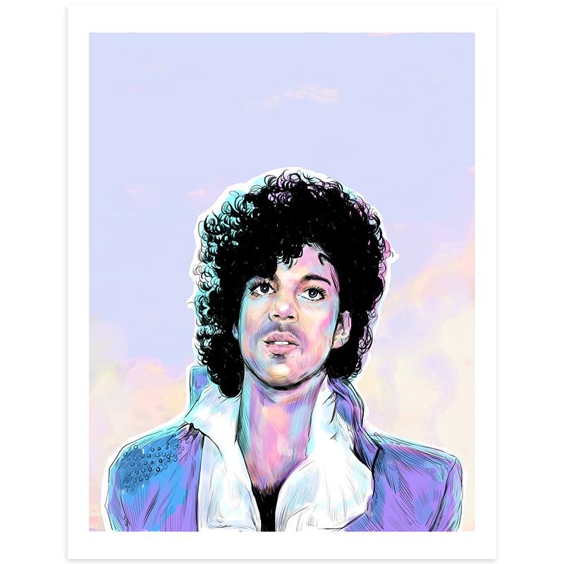 By Lucky Jackson. Prince Print: Illustration is printed on heavy 100lb white card stock with white border Signed on the back by artist.. Colors may slightly vary due the variable color settings on monitors, laptops, tablets and smart phones. Print comes in polypropylene sleeve. Measures 8.5 x 11 inches.