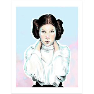By Lucky Jackson. Princess Leia Print: Illustration is printed on heavy 100lb white card stock with white border. Signed on the back by artist. Colors may slightly vary due the variable color settings on monitors, laptops, tablets and smart phones. Print comes in polypropylene sleeve. Measures 8.5 x 11 inches.