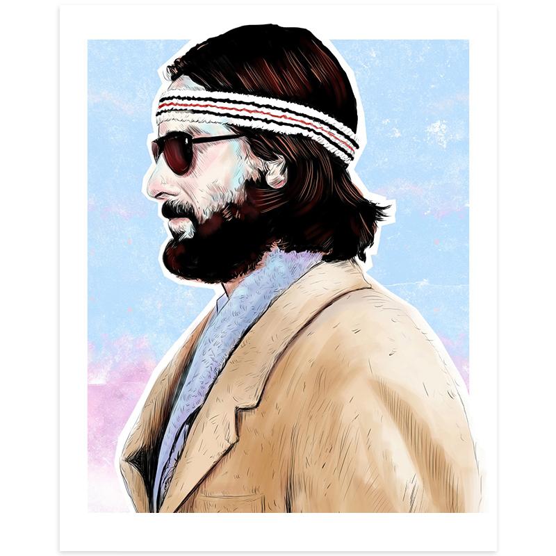 By Lucky Jackson. Richie Tenenbaum Print: Illustration is printed on heavy 100lb white card stock with white border. Signed on the back by artist. Colors may slightly vary due the variable color settings on monitors, laptops, tablets and smart phones. Print comes in polypropylene sleeve. Measures 8.5 x 11 inches.