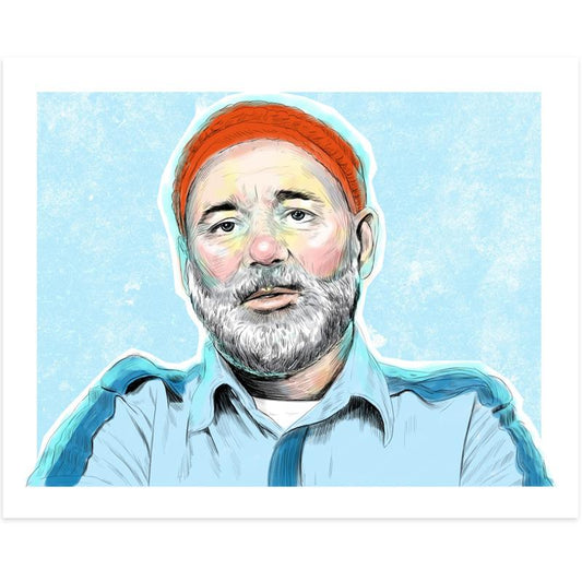 By Lucky Jackson. Steve Zissou Blue Shirt Print: Illustration is printed on heavy 100lb white card stock with white border. Signed on the back by artist. Colors may slightly vary due the variable color settings on monitors, laptops, tablets and smart phones. Print comes in polypropylene sleeve. Measures 8.5 x 11 inches.