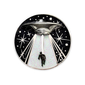 Alien Abduction Jumbo Action Pin by Maiden Voyage Clothing Co. sold at FOLD Gallery