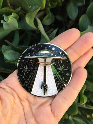 Alien Abduction Jumbo Action Pin by Maiden Voyage Clothing Co. available at FOLD Gallery