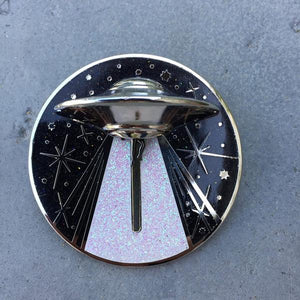 Alien Abduction Jumbo Action Pin by Maiden Voyage Clothing Co. sold at FOLD Gallery