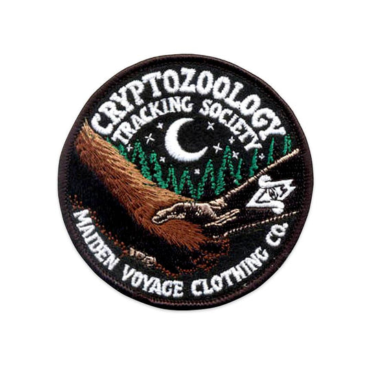 By Maiden Voyage Clothing Co. Friends of Cryptid Wildlife Patch - Glows in the dark! The patch is accented with glow in the dark thread, for those late night tracking excursions!Iron-on (sewing still recommended). Measures 3.25 inch wide.