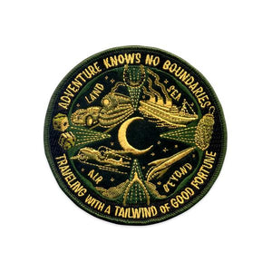 By Maiden Voyage Clothing Co. This listing is for one Lucky Travel Patch. Four leaf clover. Crescent moon. Lucky horseshoe (depicting the additional 7 nail luck booster). Wishbone. Pair of lucky dice. Lucky rabbit's foot. Patch Specifications: Iron-on (sewing still recommended). Measures 4 inch in diameter. Also available in store at FOLD Gallery DTLA.