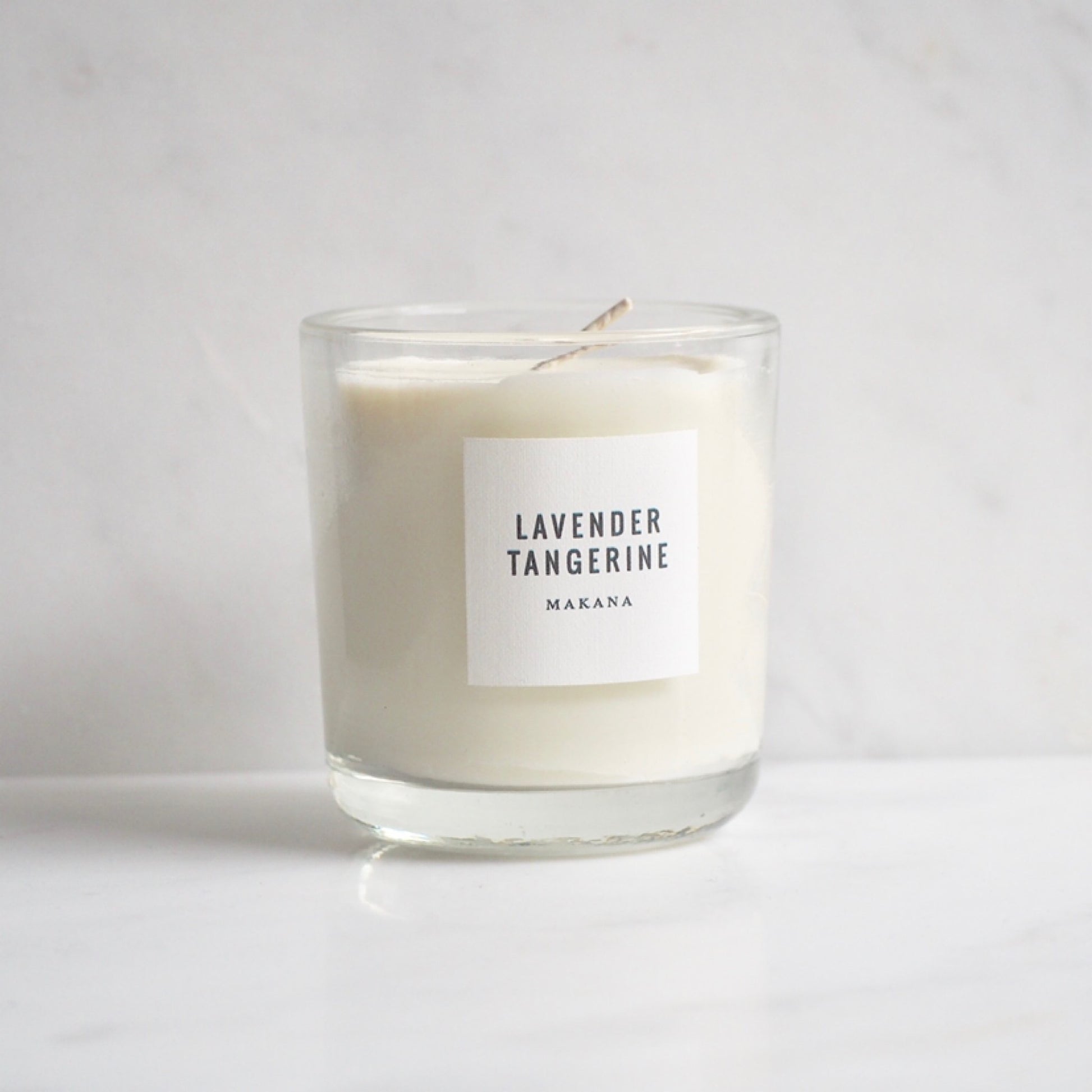 By Makana Candles Lavender Tangerine Candle: A composition of lavender, eucalyptus and tangerine, this scent promotes balance, peace and mindfulness. Hand-poured in-house in small batches using simple, clean ingredients – 100% soy wax, lead-free cotton wicking, and phthalate-free fragrances.