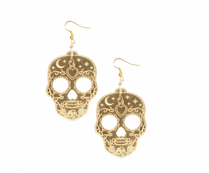Sugar Skull Earring Gold