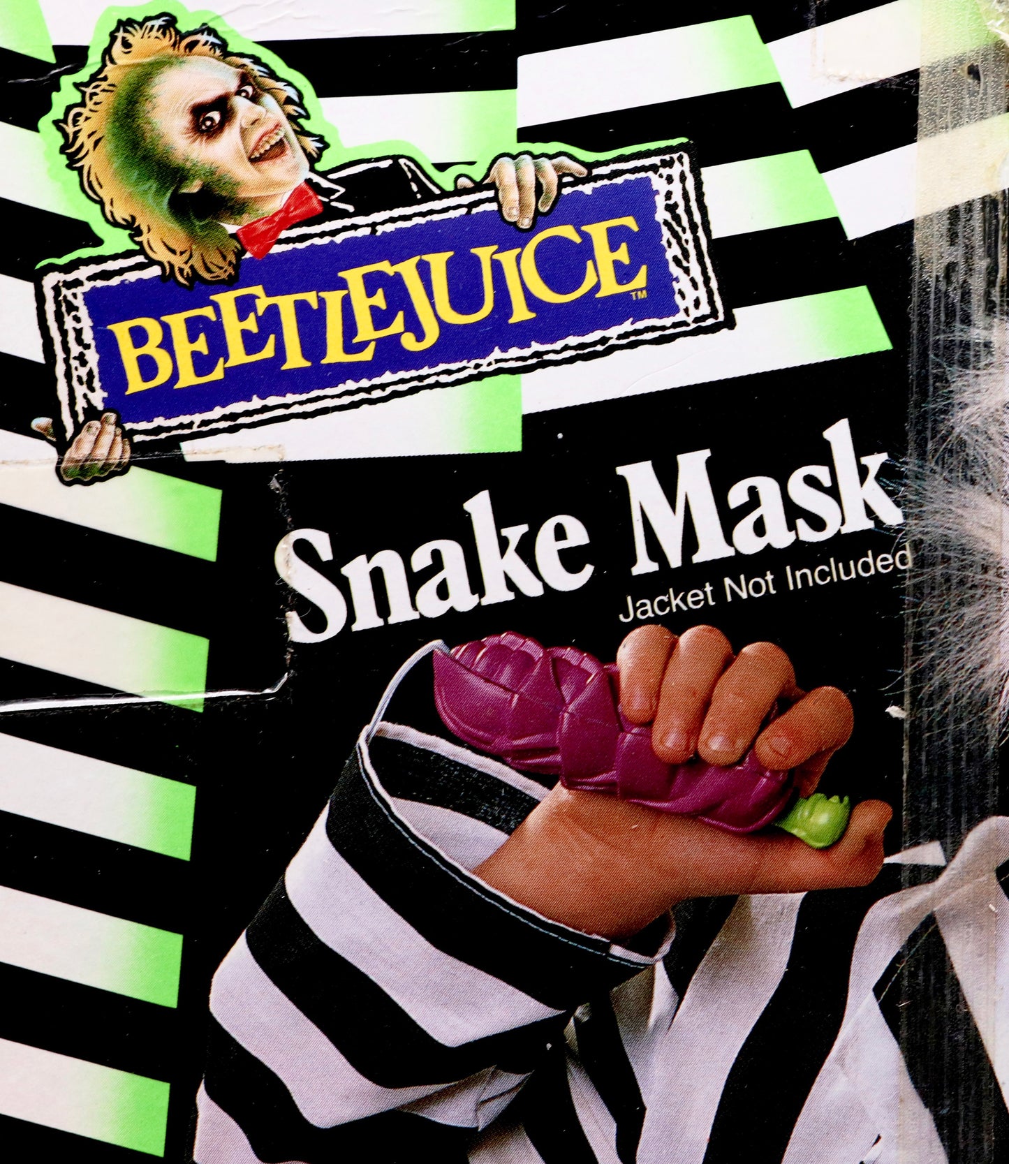 Vintage Beetlejuice Snake Mask in Original Packaging with the Original Seal