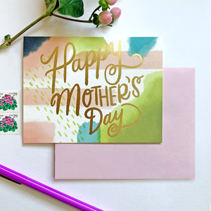 By Paper Parasol Press Painterly Mother's Day Card details: A2 Size, offset printed with foil, blank interior, comes with a light magenta envelope, printed in the USA. Please note that due to everyone’s monitor displaying differently, the colors you see may vary.