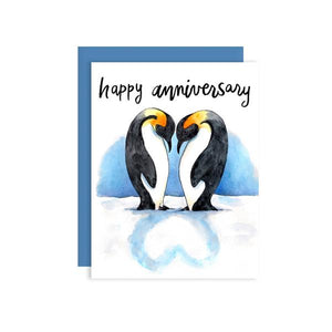 By Paper Wilderness. Anniversary Penguins Card features adorable penguins' shadows that are in love! Perfect to give to your own mate for life or that super cute couple.