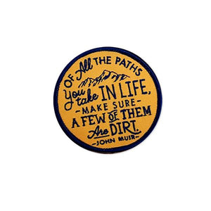 By Poppy & Quail. Iron-on Dirt Paths Patch. Measures approximately 3 x 3 inches.