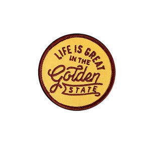 By Poppy & Quail. Iron-on Golden State Patch. Measures approximately 2.5 x 2.5 inches.