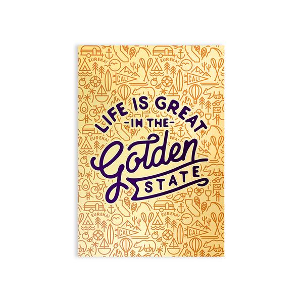 By Poppy & Quail. Golden State Postcard with matte-finish. Measures 4 x 6 inches.