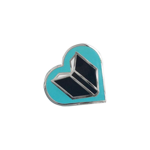 by Rather Keen. Silver-colored metal Book Lover Pin in turquoise/black enamel. Cloisonne hard enamel pin. Black rubber clasp. Measures 3/4 inches. Also available in store at FOLD Gallery.