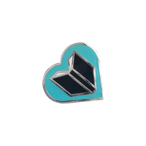 by Rather Keen. Silver-colored metal Book Lover Pin in turquoise/black enamel. Cloisonne hard enamel pin. Black rubber clasp. Measures 3/4 inches. Also available in store at FOLD Gallery.