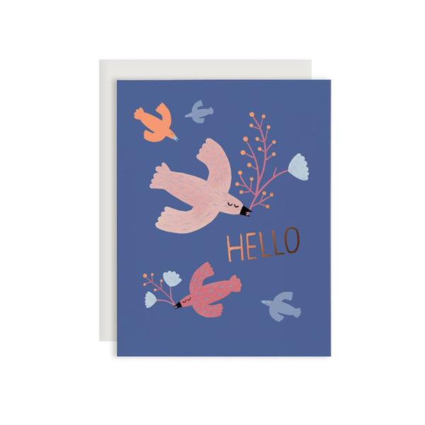 By Red Cap Cards. Candy Birds Foil Everyday Card features: 100lb Heavyweight Cardstock. Foil. Illustrated by Yelena Bryksenkova. Measures 4.25 x 5.5 inches. Also available in store at FOLD Gallery in DTLA.