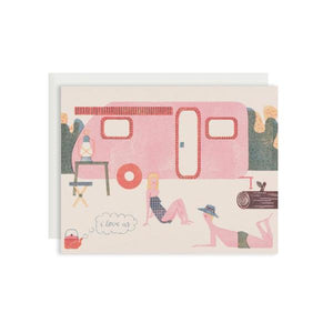 By Red Cap Cards. Caravan Love Card features: 100lb Heavyweight Cardstock. Offset Printed. Illustrated by Barbara Dziadosz. Measures 4.25 x 5.5 inches. Also available in store at FOLD Gallery in DTLA.
