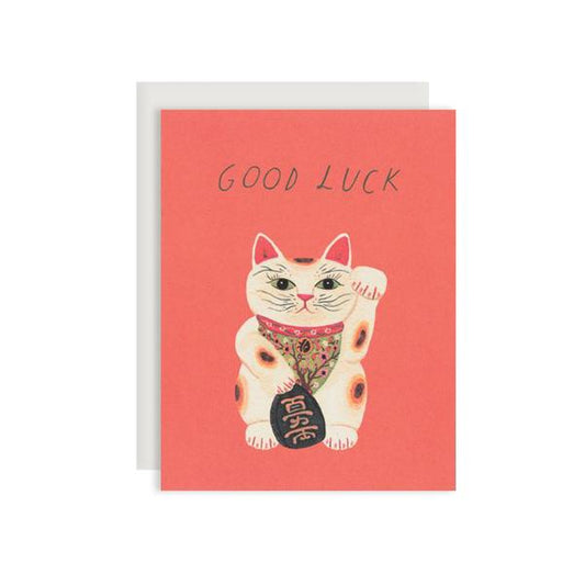 By Red Cap Cards. Good Luck Kitty Card: 100lb Heavyweight Cardstock. Offset Printed. Illustrated by Becca Stadtlander. Measures 4.25 x 5.5 inches.