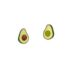By Sleepy Mountain. Enamel Avocado Earrings are 22k gold plated stainless steel. Includes butterfly backings as well as nylon stops. Please note that due to everyone’s monitor displaying differently, the colors you see may vary. Measures 0.5 inches. FOLD Gallery Dtla.