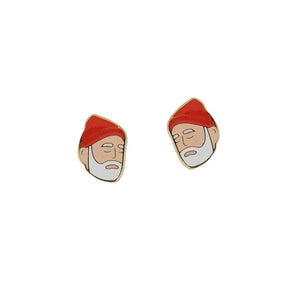 By Sleepy Mountain. Enamel color Steve Zissou Earrings are 22k gold plated stainless steel. Includes butterfly backings as well as nylon stops. Please note that due to everyone’s monitor displaying differently, the colors you see may vary. Measures 0.5 inches.