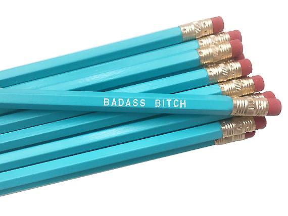 by Sweet Perversion. Listing for one Badass Bitch Pencil. Wood pencil with #2 lead, certified non-toxic, latex-free synthetic eraser and unsharpened. FOLD Gallery Dtla.