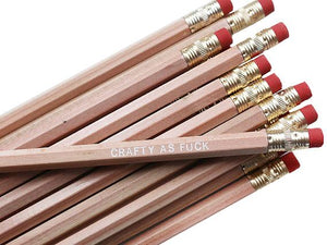 by Sweet Perversion. Listing for one Crafty as Fuck Pencil. Wood pencil with #2 lead, certified non-toxic, latex-free synthetic eraser. Unsharpened. Also available in store at FOLD Gallery in DTLA.