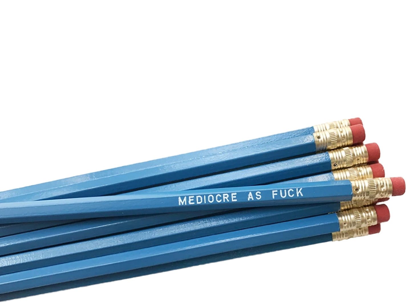 by Sweet Perversion  Listing for one Mediocre As Fuck Pencil. Wood pencil with #2 lead, certified non-toxic, latex-free synthetic eraser & unsharpened.