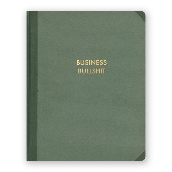 By The Mincing Mockingbird & The Frantic Meerkat. Business Bullshit Journal features 128 alternating squared and lined pages of 120 gsm creamy off-white paper that takes ink beautifully. Binding lies flat when open. Measures 7.75" tall x 9.75" wide. Also available in store at FOLD Gallery in DTLA.