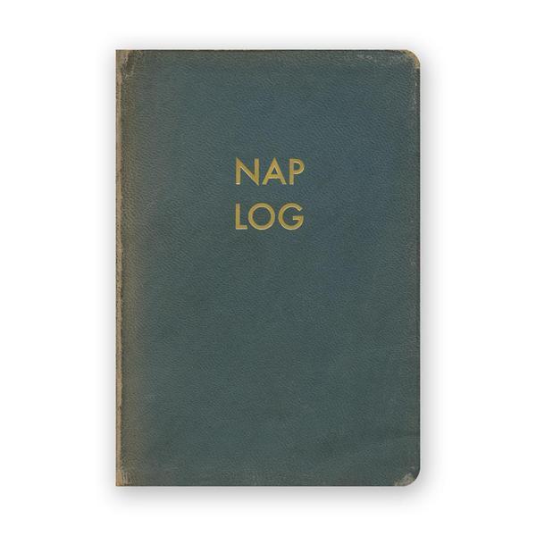 By The Mincing Mockingbird & The Frantic Meerkat. Nap Log Journal: 80 lined pages of 120 gsm creamy off-white paper that takes ink beautifully. Binding lies flat when open. Measures 3.75 inch wide x 5.375 inch tall — perfect size for a pocket. Also available in store at FOLD Gallery DTLA.