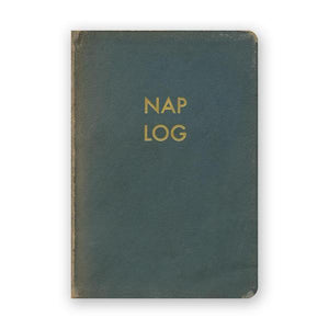 By The Mincing Mockingbird & The Frantic Meerkat. Nap Log Journal: 80 lined pages of 120 gsm creamy off-white paper that takes ink beautifully. Binding lies flat when open. Measures 3.75 inch wide x 5.375 inch tall — perfect size for a pocket. Also available in store at FOLD Gallery DTLA.