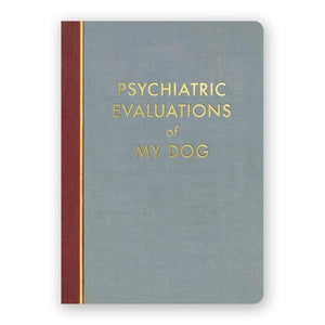 By The Mincing Mockingbird & The Frantic Meerkat. Psychiatric Evaluations of My Dog Journal.120 dotted pages of 120 gsm creamy off-white paper that takes ink beautifully. Stylish gold foil stamped cover. Binding lies flat when open. Please note that due to everyone’s monitor displaying differently, the colors you see may vary. Measures 5 inch x 7 inch—perfect size for a purse or for traveling.