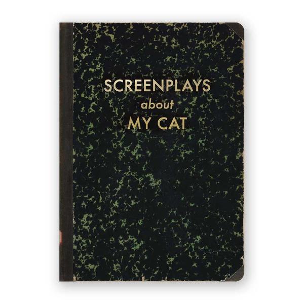 By The Mincing Mockingbird & The Frantic Meerkat. Screenplays About My Cat Journal. 120 lined pages of 120 gsm creamy off-white paper that takes ink beautifully. Binding lies flat when open. Measures 5 inch wide x 7 inch tall. Also available in store at FOLD Gallery DTLA.