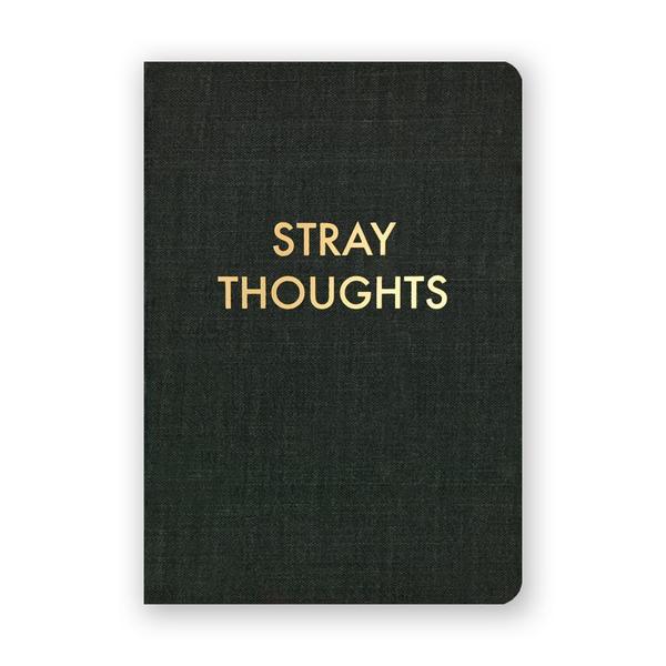 By The Mincing Mockingbird & The Frantic Meerkat. Stray Thoughts Journal. 80 blank pages of 120 gsm creamy off-white paper that takes ink beautifully. Binding lies flat when open. Measures 3.75 inch wide x 5.375 inch tall — perfect size for a pocket. Also available in store at FOLD Gallery DTLA.