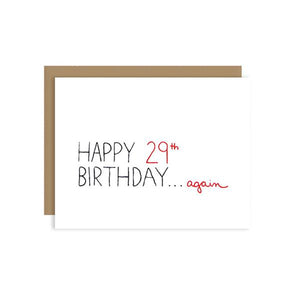 By Unblushing by Julie Ann Art. This 29th Birthday Again Card comes with a 100% recycled kraft envelope. Professionally printed on 120# heavy card stock. Blank inside for your own personal message. Please note that due to everyone’s monitor displaying differently, the colors you see may vary. Measures 5.5 x 4.25 (A2). FOLD Gallery Dtla.