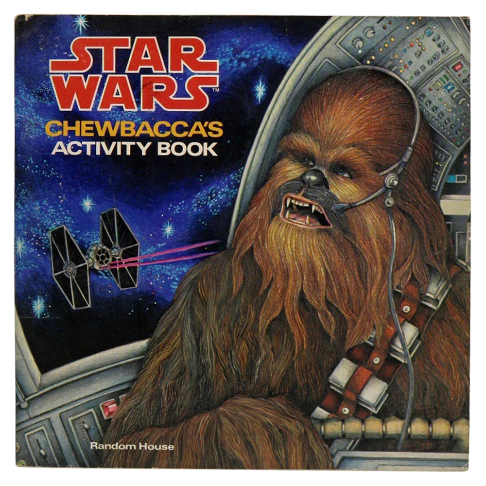 Vintage 1979 Chewbacca's Activity Book  This 32 page activity book contains various puzzles and instructions for card games and the construction of a paper x-wing fighter!  Measures 8 x 8 inches.