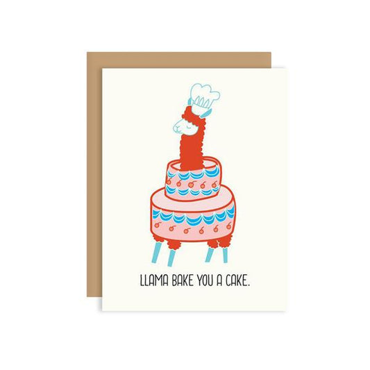 By Ilootpaperie. This folded Llama Bake You a Cake Card is printed on 100lb cardstock with subtle embossed arctic white linen finish. Blank inside for a personal message. High quality envelope with Euro flap included. Measures 4.25 x 5.5 inches.