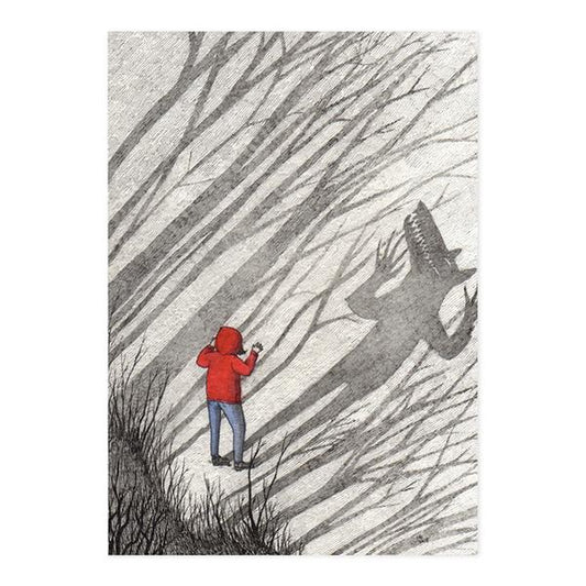 By kAt Philbin. Only My Shadow Remembers What I Really Am Print. Print of original drawing on heavy Cougar card stock. Printed locally in Burbank, CA. Measures 5 x 7 inches. Also available in store at FOLD Gallery DTLA.